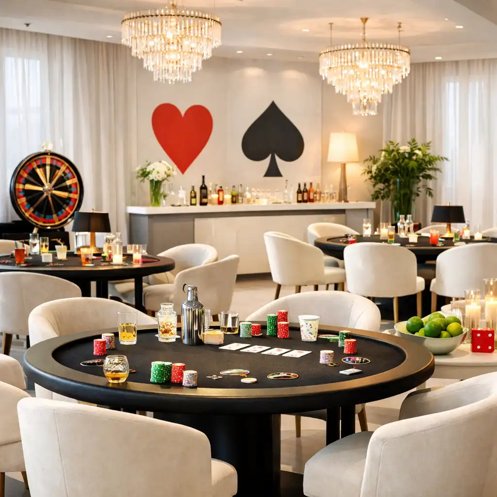 Stylový pokerový stůl Praktiora s hosty v elegantní atmosféře kasina